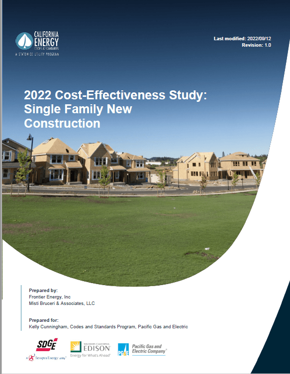 Front cover of 2022 Single Family New Construction Cost-Effectiveness Study 
